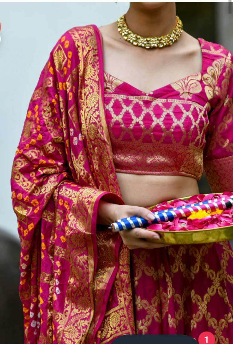 Beautiful Rajasthani Traditional Bandhej Ghatchola Lehenga Choli