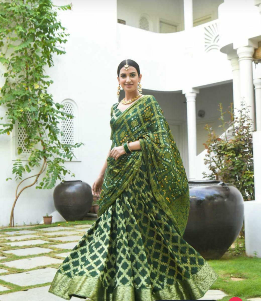 Beautiful Rajasthani Traditional Bandhej Ghatchola Lehenga Choli