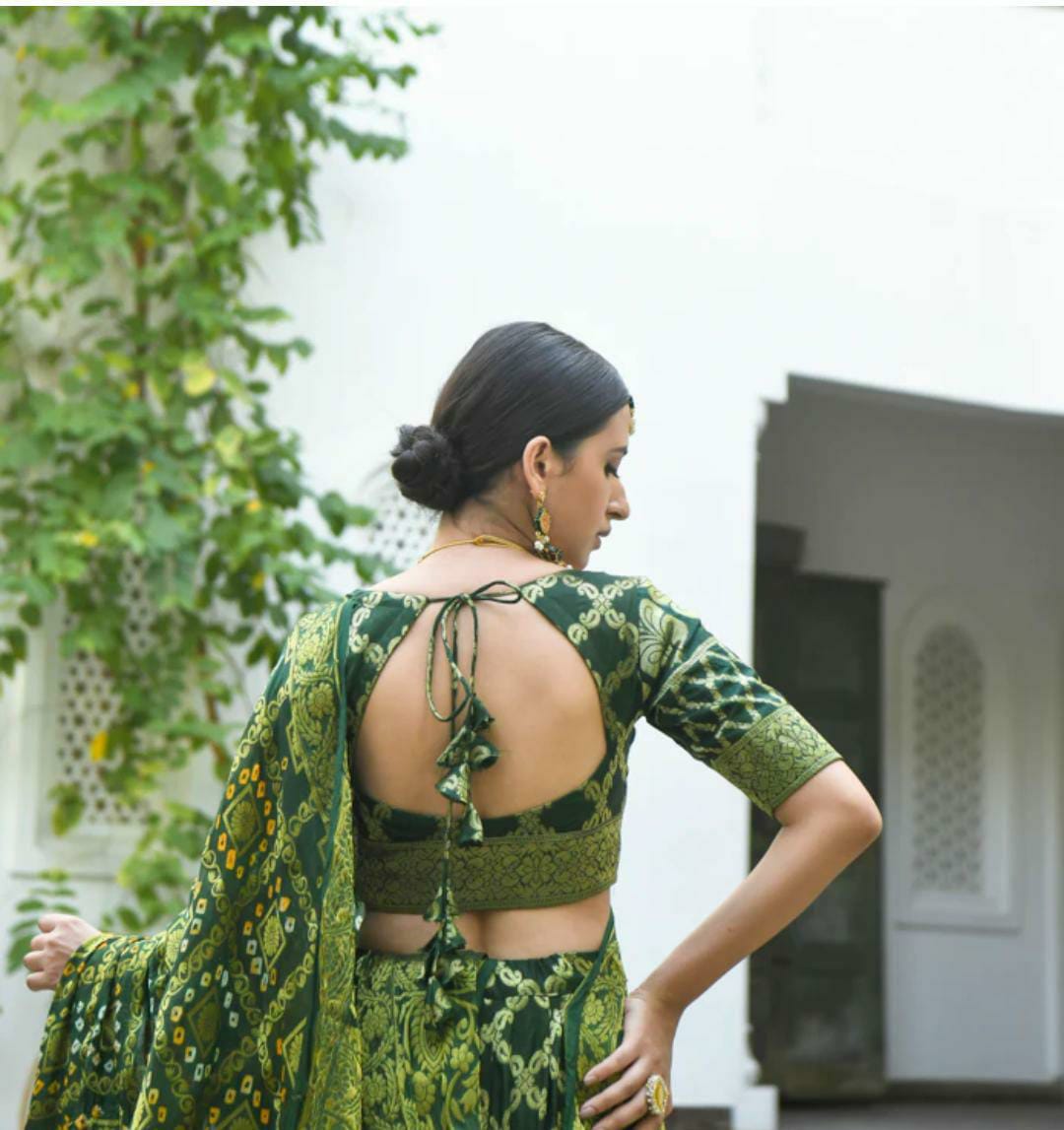 Beautiful Rajasthani Traditional Bandhej Ghatchola Lehenga Choli
