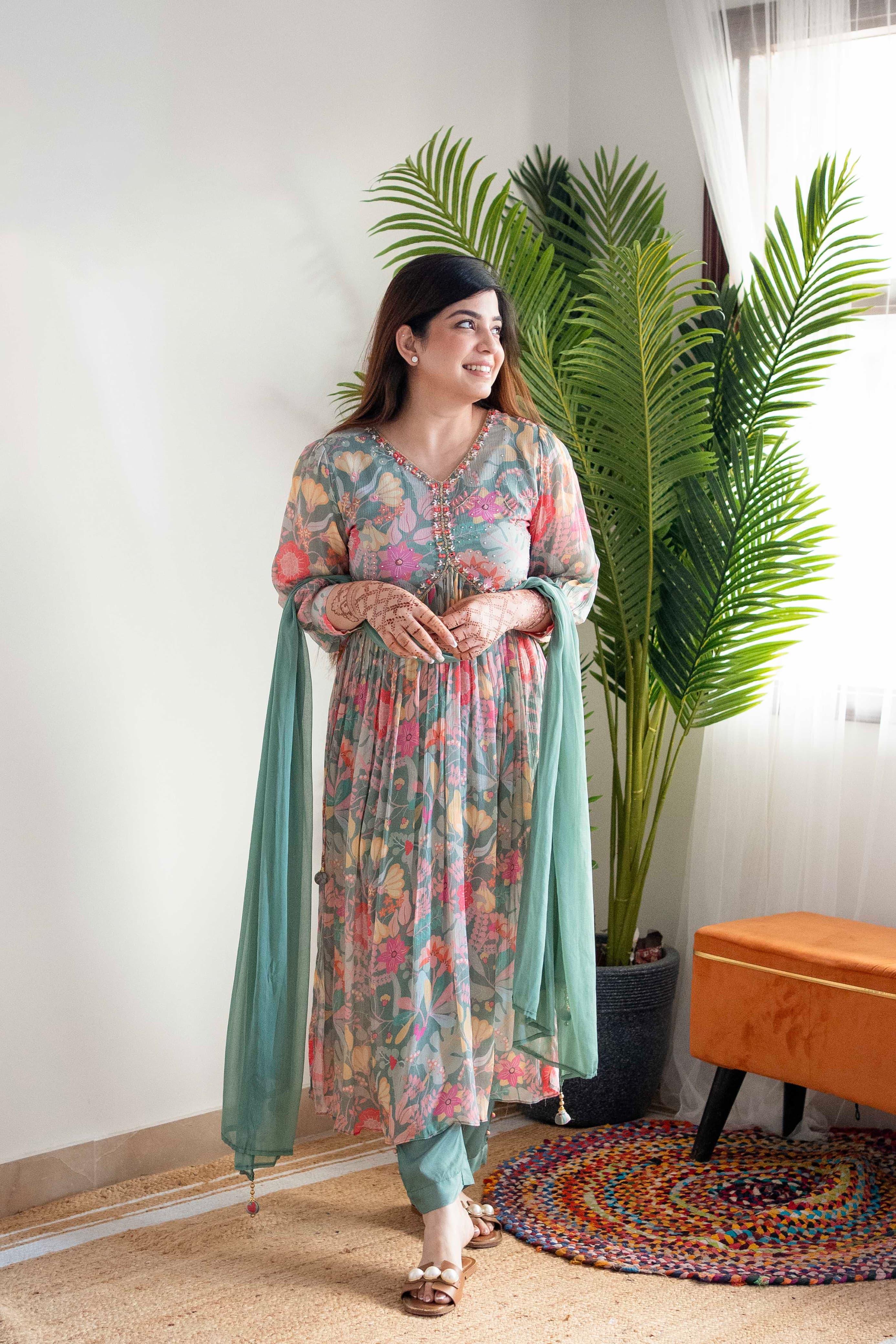 New Festival Floral Alia Cut Designer Suit