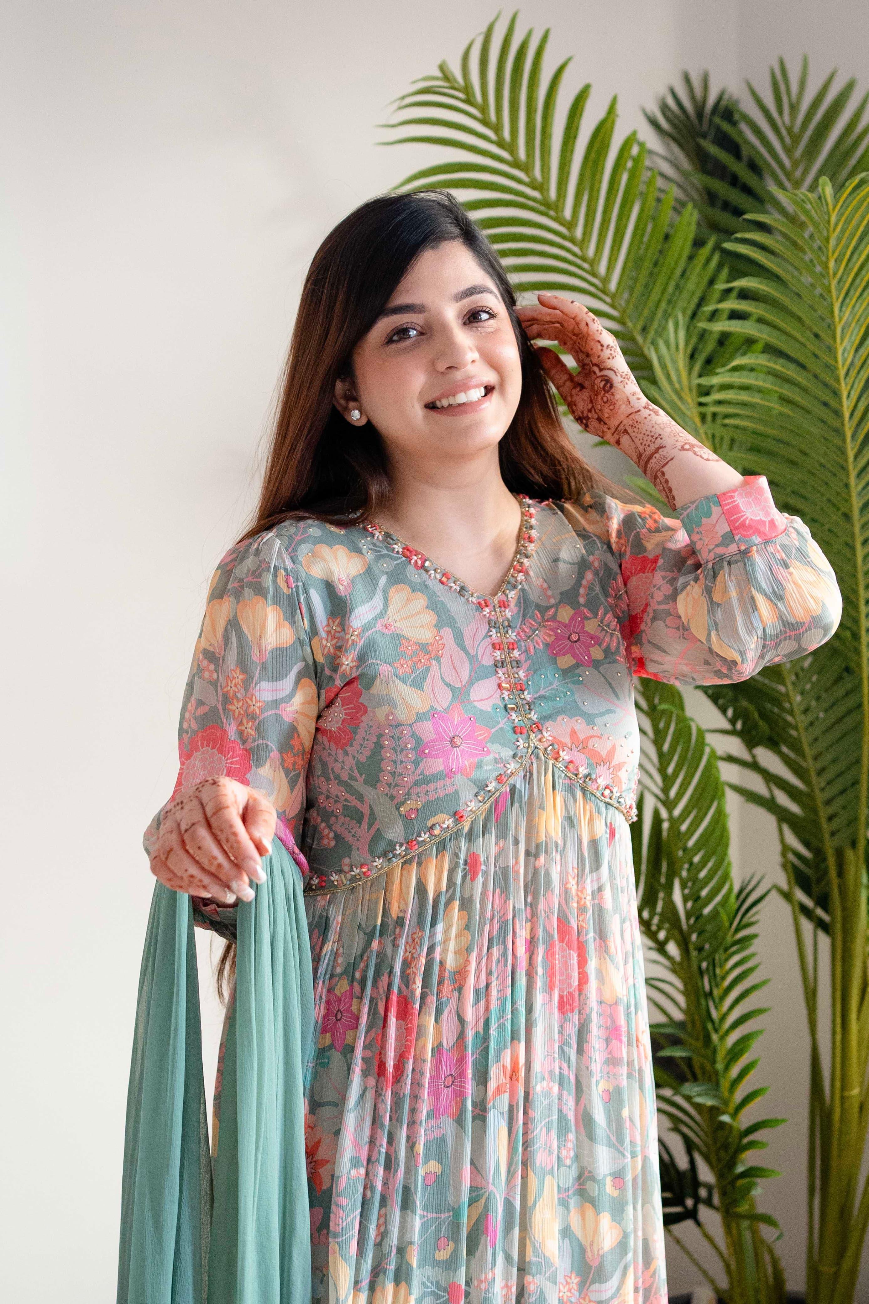 New Festival Floral Alia Cut Designer Suit
