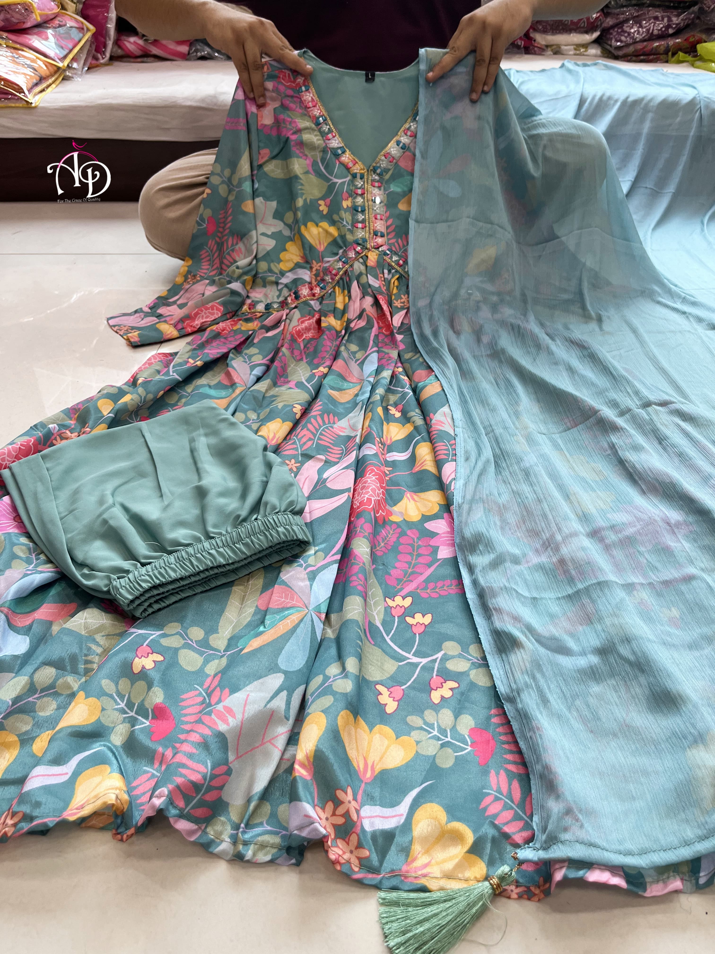 New Festival Floral Alia Cut Designer Suit