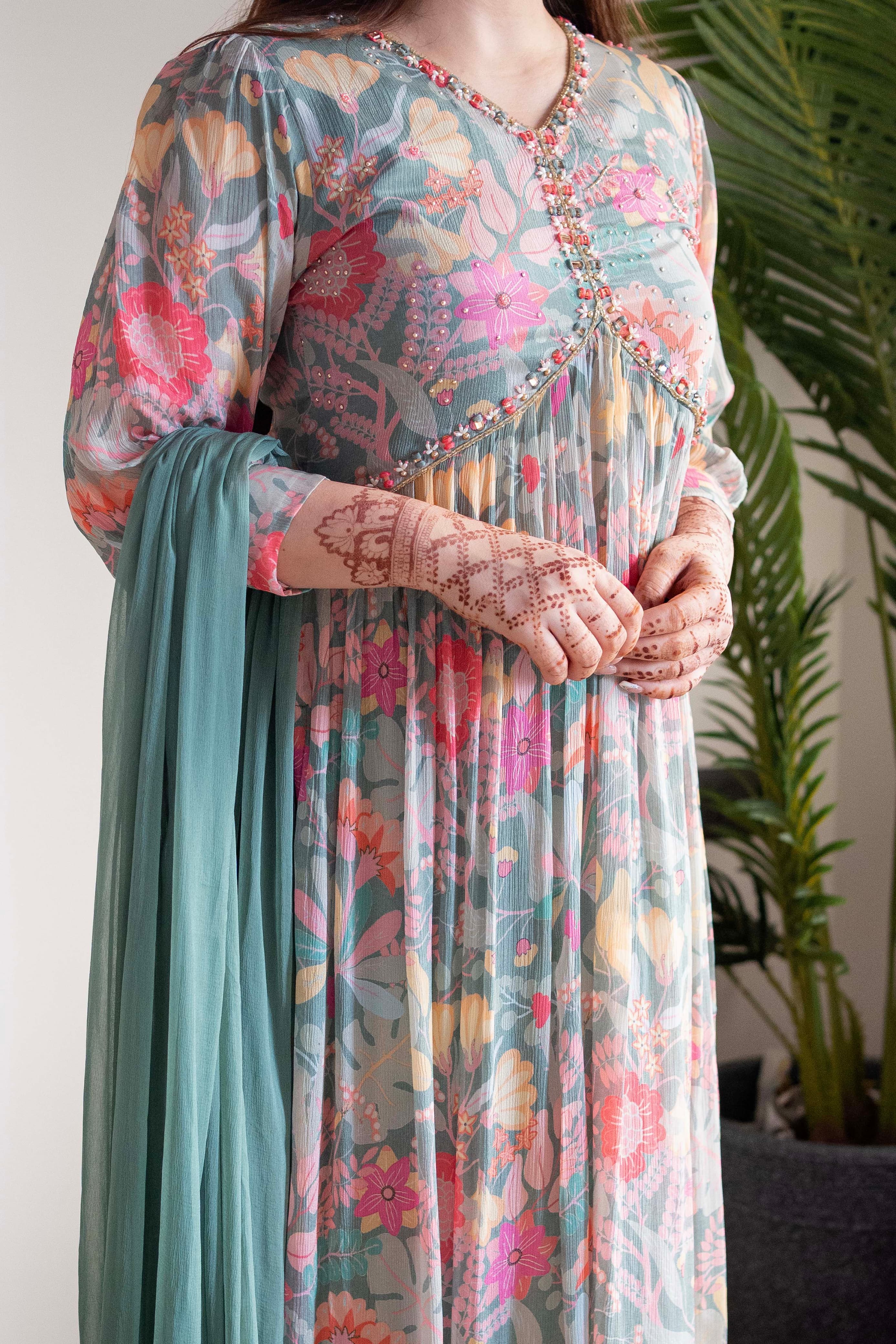 New Festival Floral Alia Cut Designer Suit