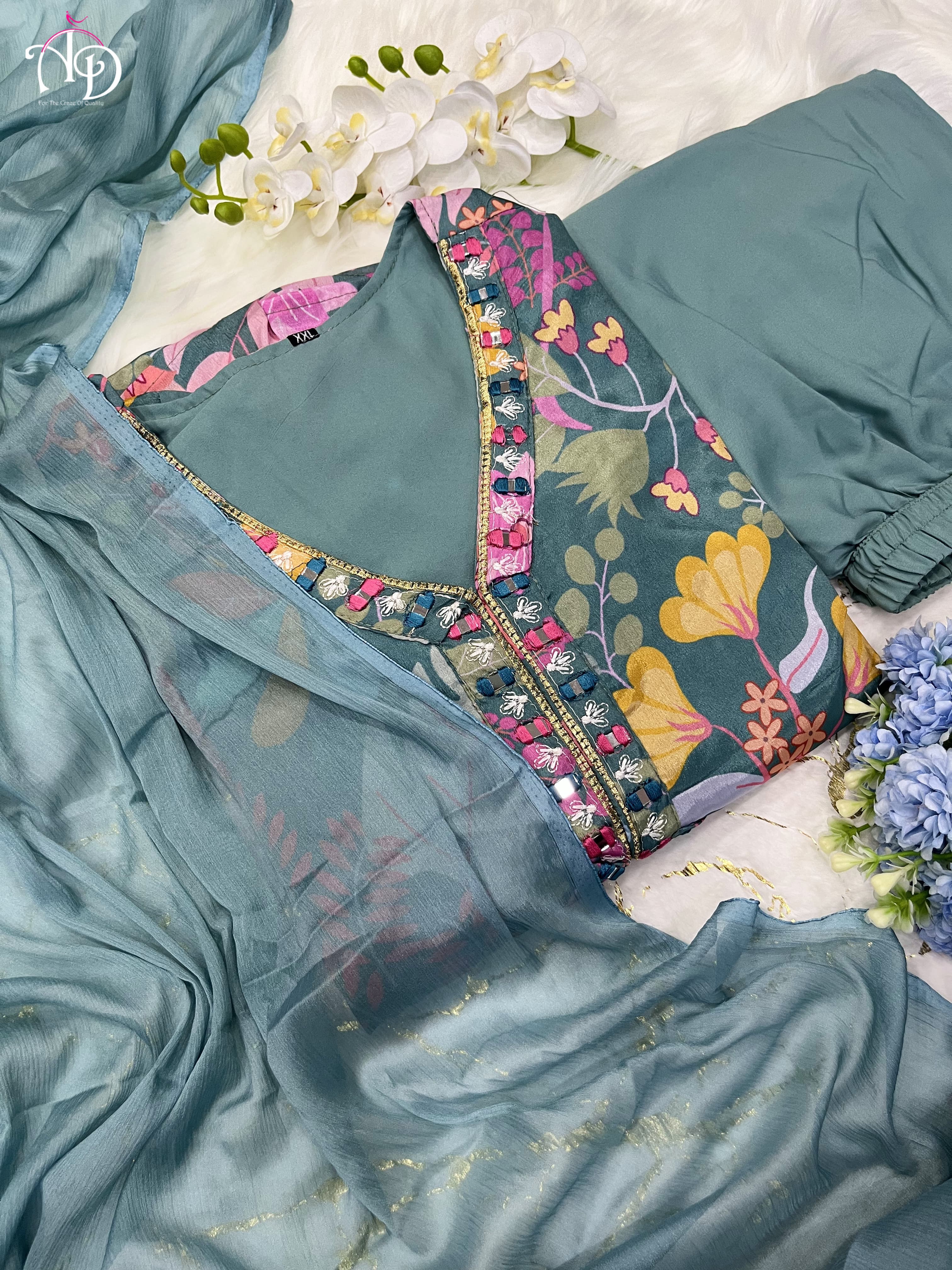 New Festival Floral Alia Cut Designer Suit