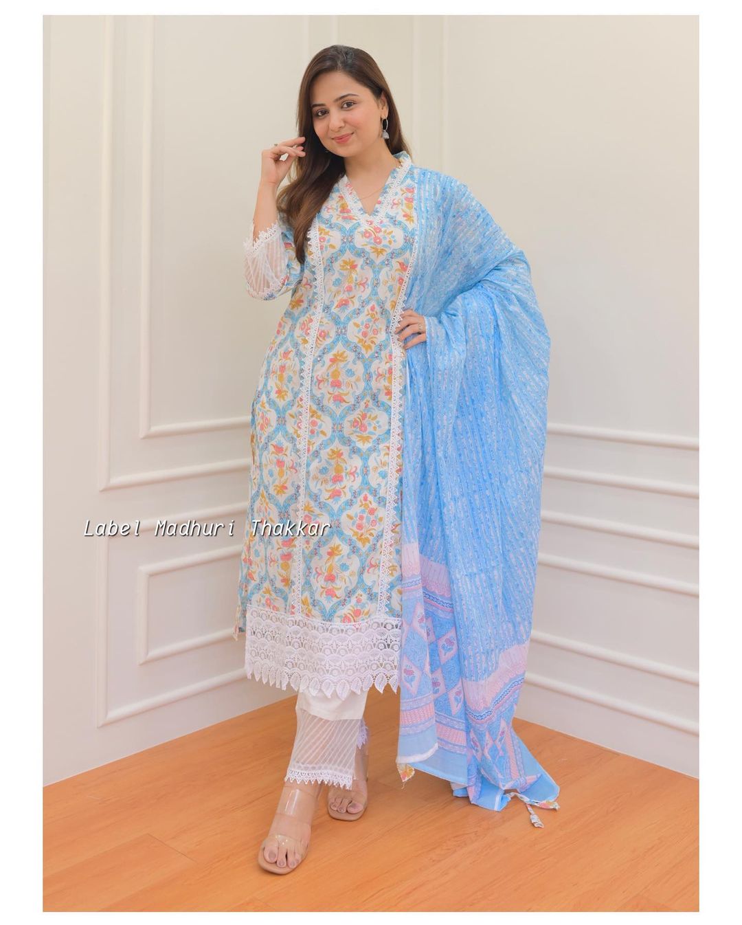 Beautiful Pakistani Cotton Floral Alia Cut Designer Suit