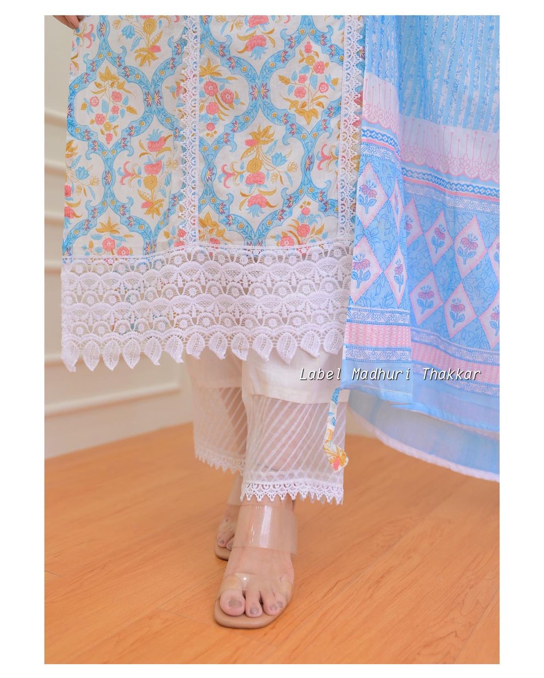 Beautiful Pakistani Cotton Floral Alia Cut Designer Suit