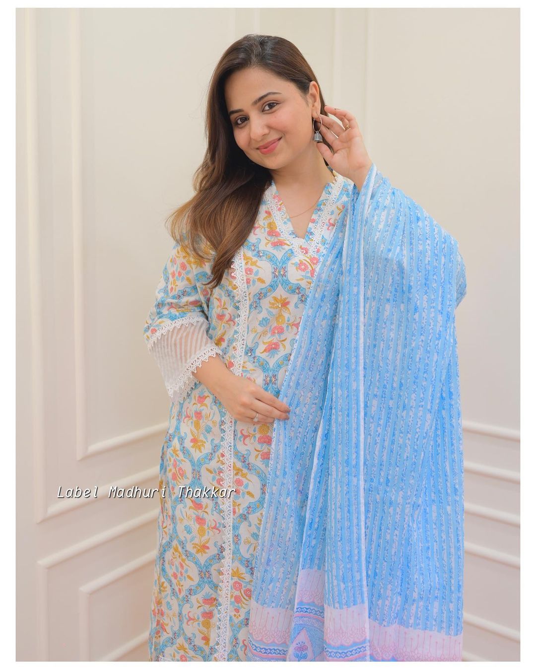 Beautiful Pakistani Cotton Floral Alia Cut Designer Suit