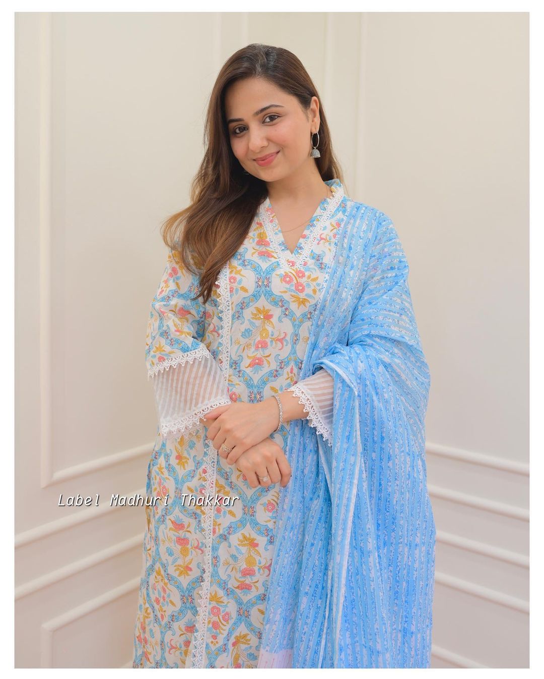 Beautiful Pakistani Cotton Floral Alia Cut Designer Suit