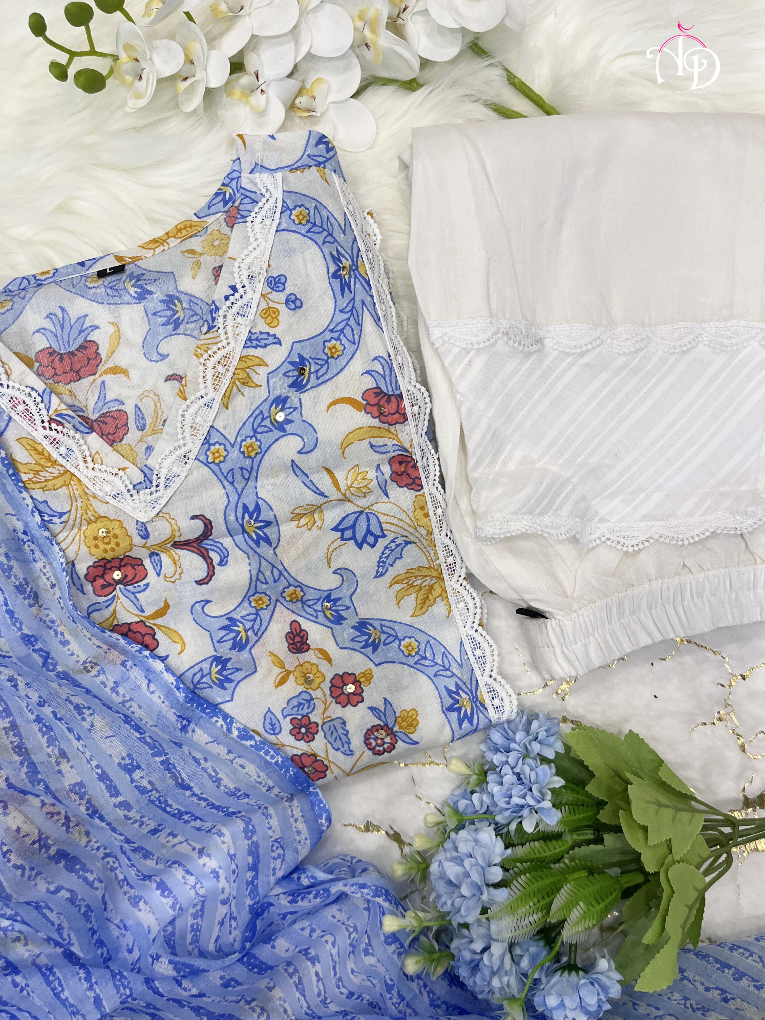 Beautiful Pakistani Cotton Floral Alia Cut Designer Suit