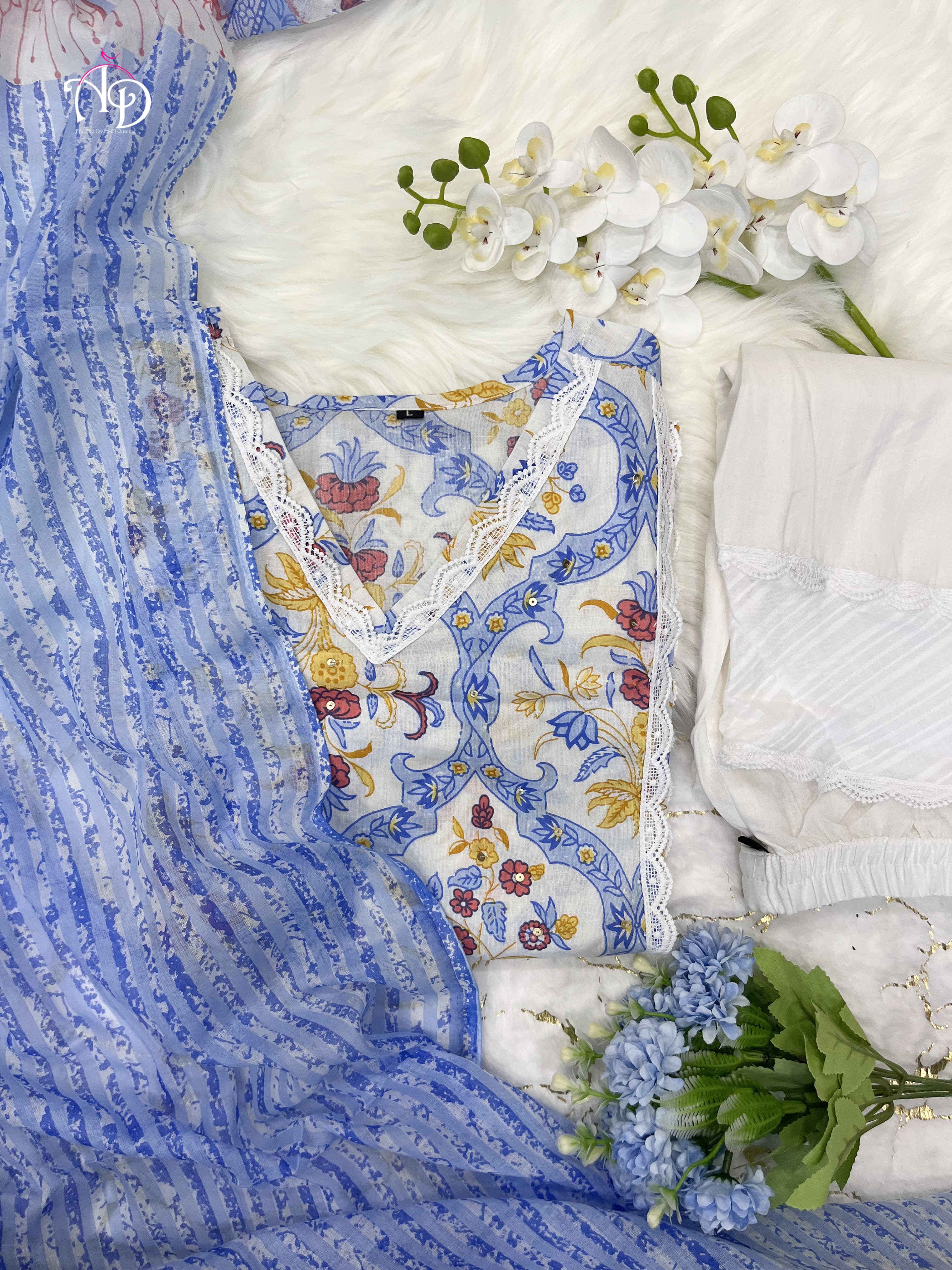 Beautiful Pakistani Cotton Floral Alia Cut Designer Suit