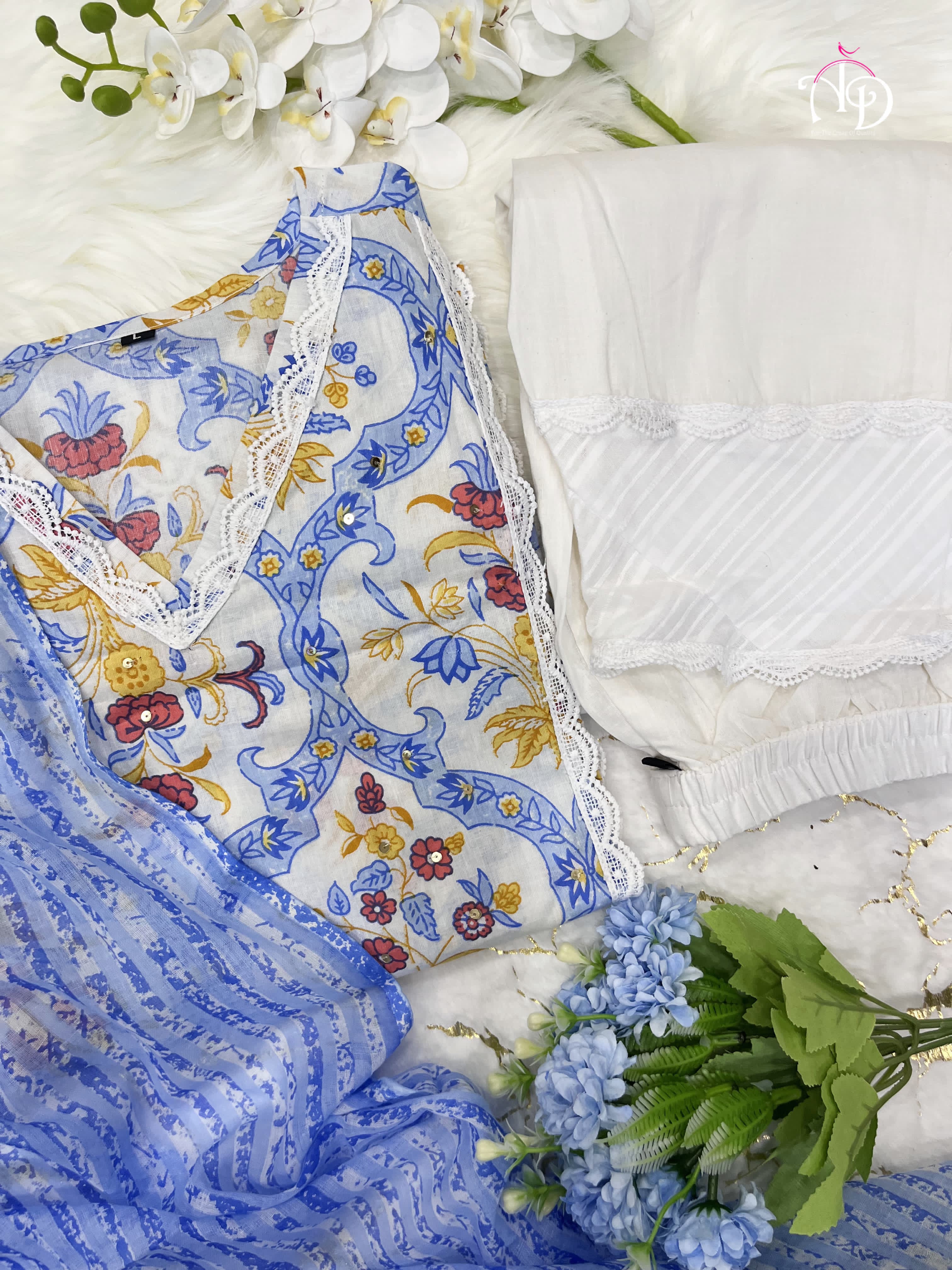 Beautiful Pakistani Cotton Floral Alia Cut Designer Suit