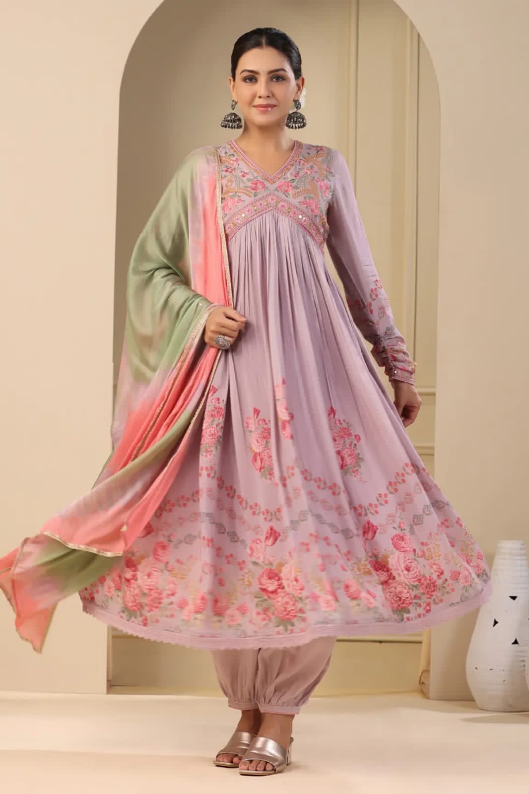 Beautiful Pakistani Muslin Alia Cut Designer Suit