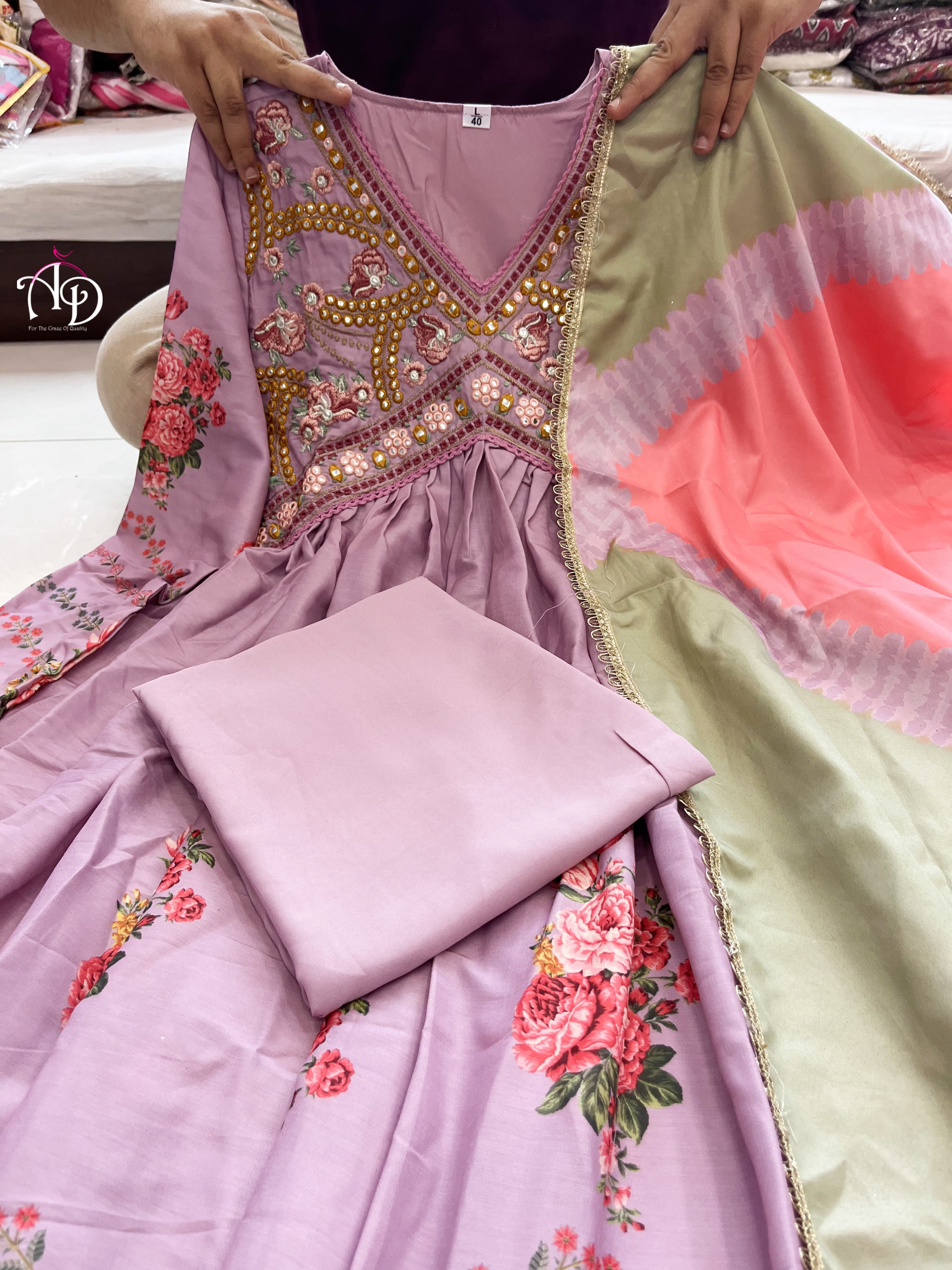 Beautiful Pakistani Muslin Alia Cut Designer Suit