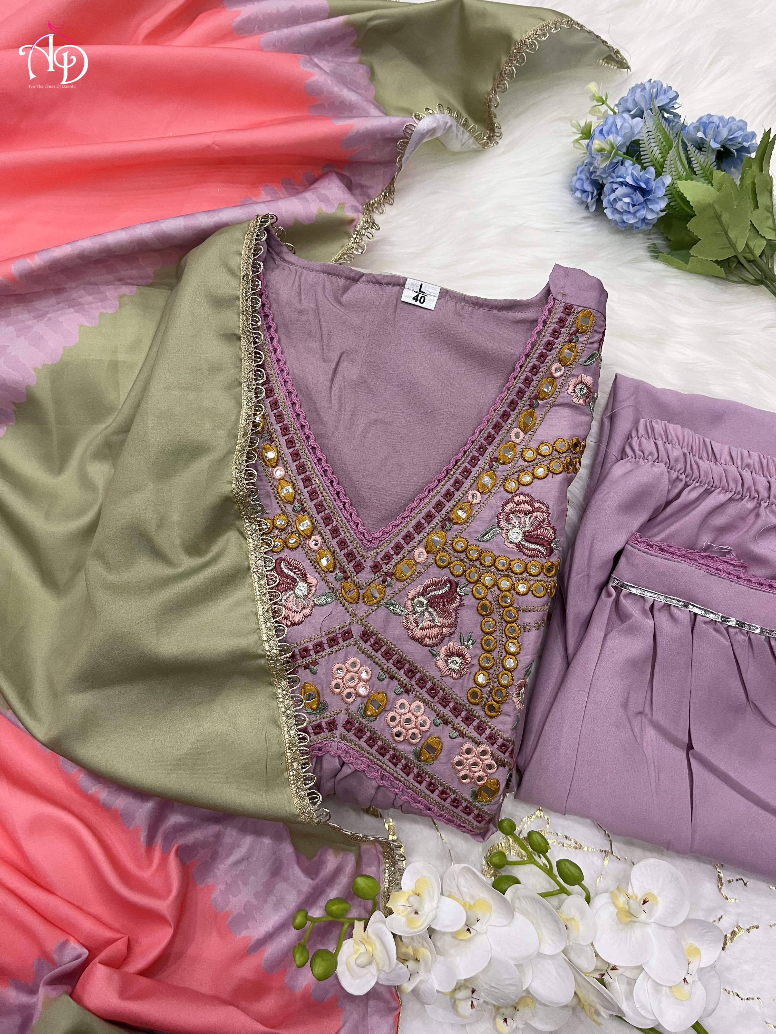 Beautiful Pakistani Muslin Alia Cut Designer Suit