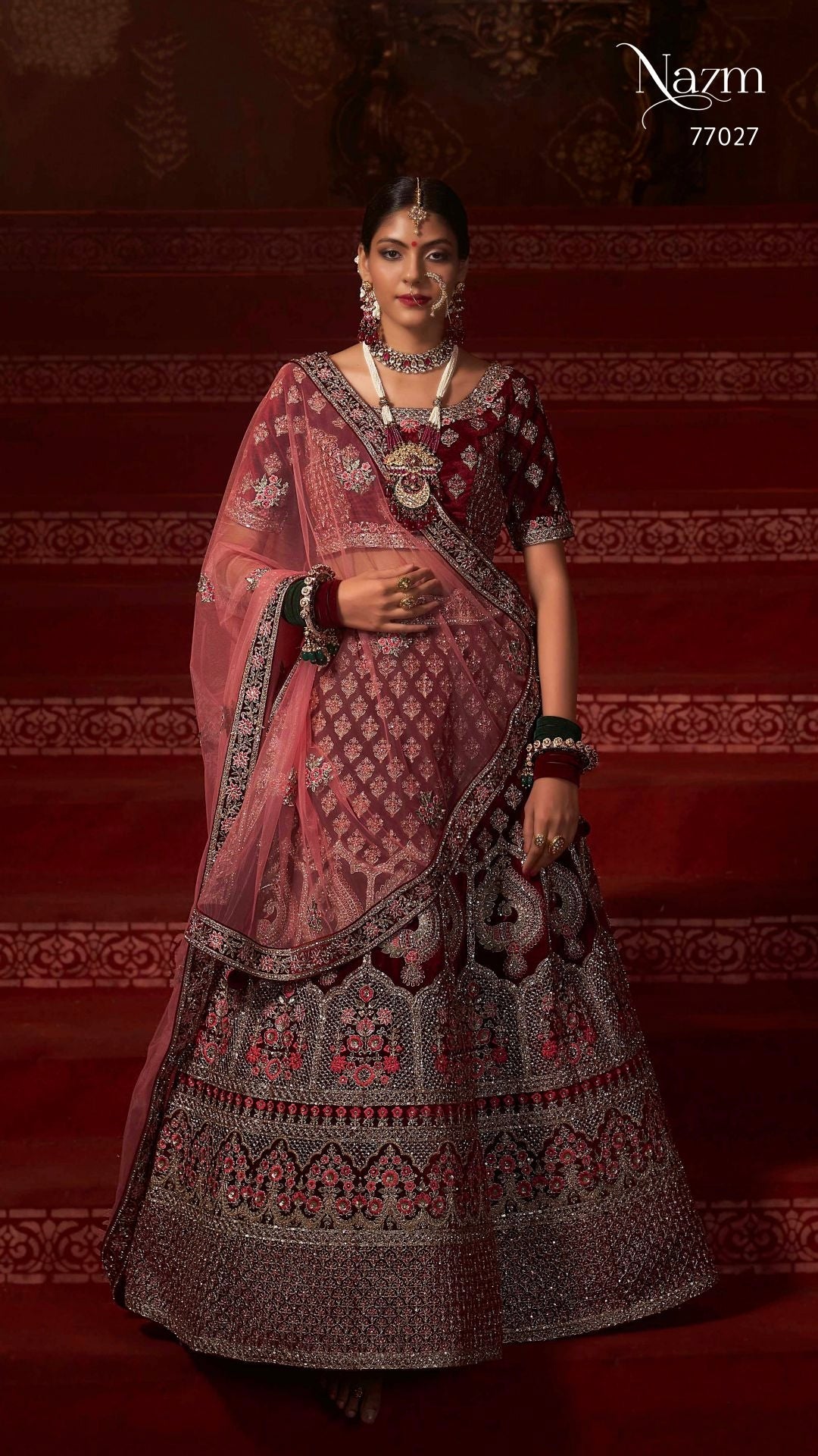 Wedding Designer Bridal Wear Nazm Lehenga Choli D.No 77027