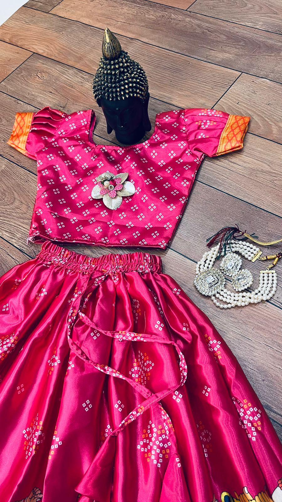 Trending Beautiful Satin Printed Lahenga Choli