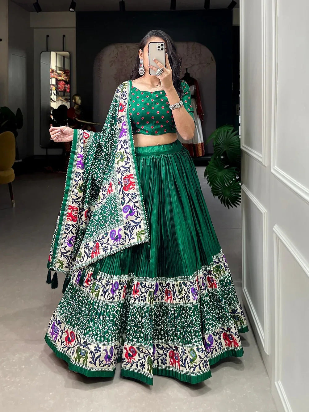 Beautiful Designer Bandhej &amp; Patola Print Lehenga Choli Dno 1681
