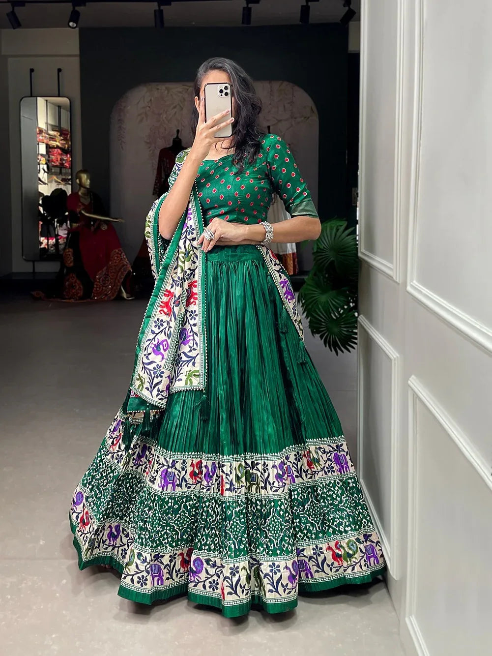 Beautiful Designer Bandhej &amp; Patola Print Lehenga Choli Dno 1681