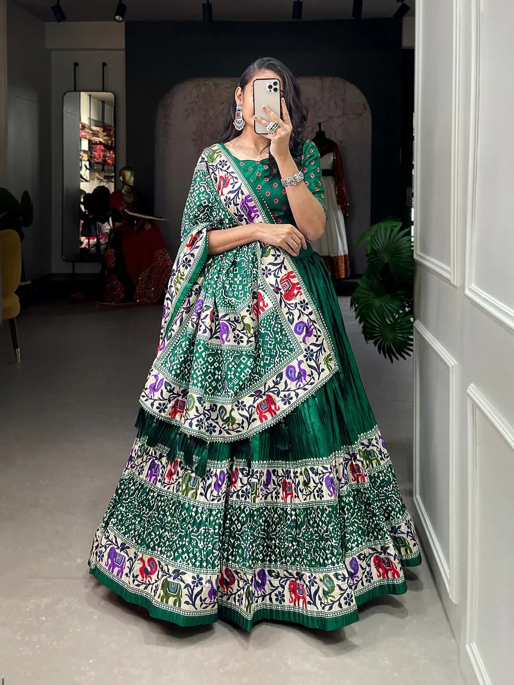 Beautiful Designer Bandhej &amp; Patola Print Lehenga Choli Dno 1681