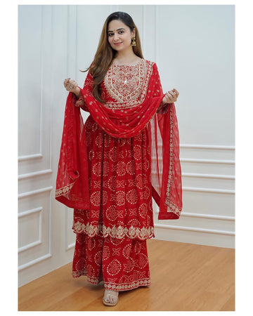 Beautiful Designer Sharara Set with Short Anarkali Top