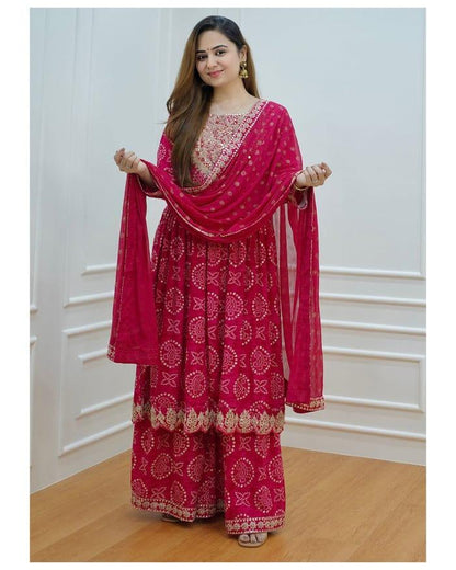 Beautiful Designer Sharara Set with Short Anarkali Top