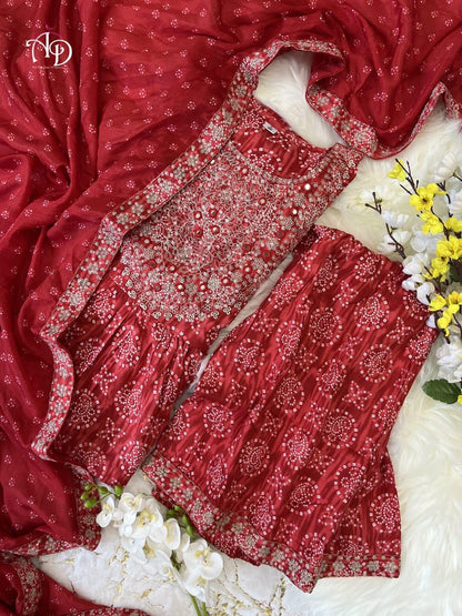 Beautiful Designer Sharara Set with Short Anarkali Top