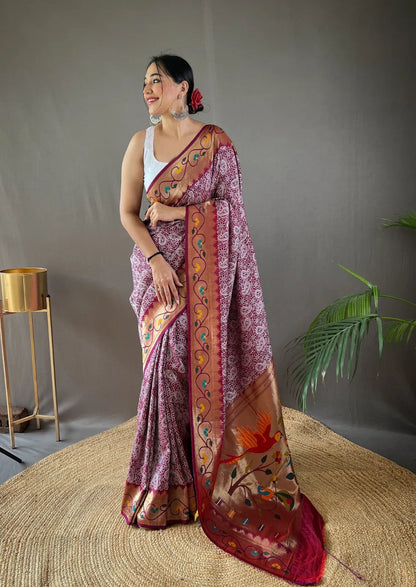 Pure soft Designer Beautiful Parvati Lucknowi Weaving Paithani Saree
