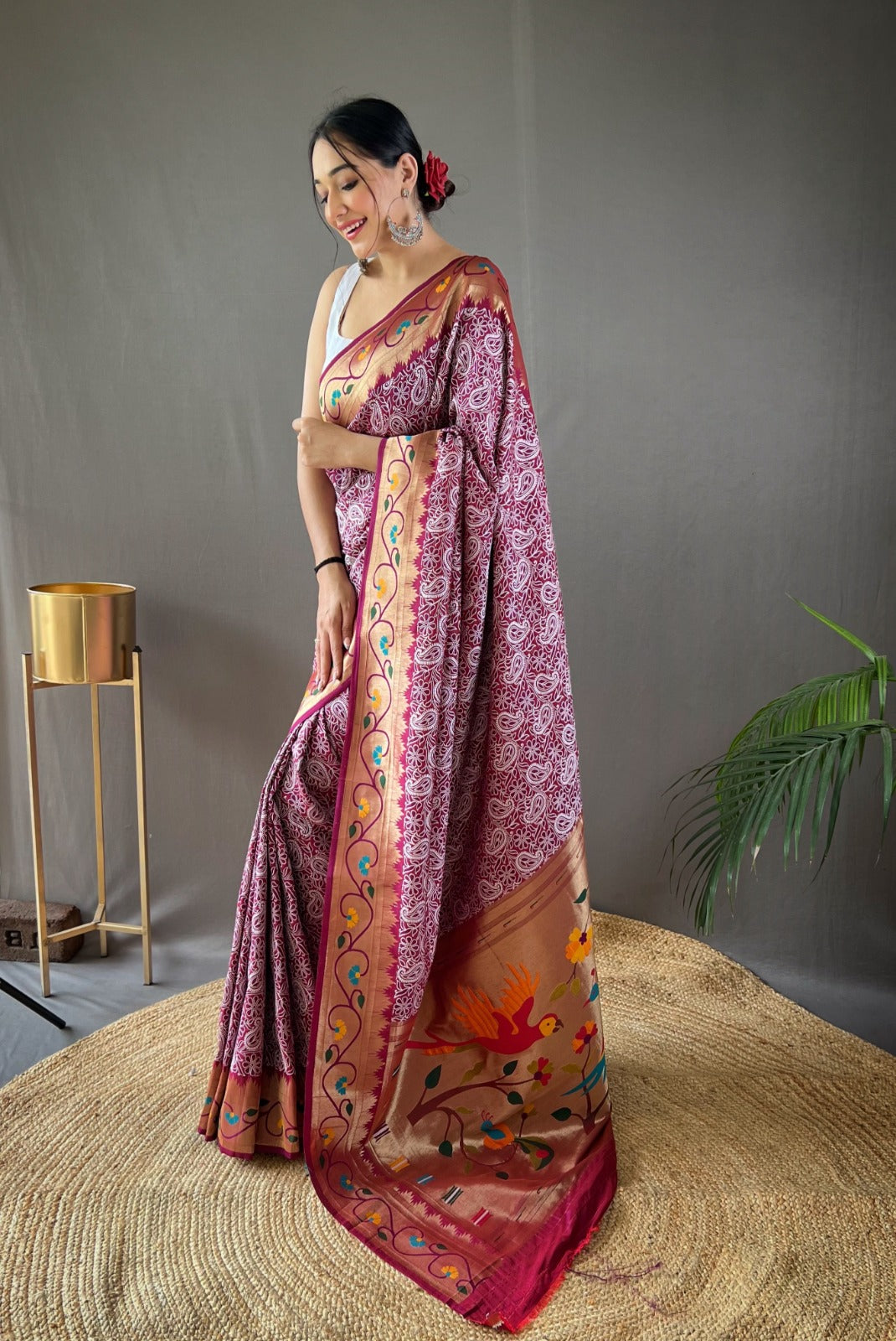 Pure soft Designer Beautiful Parvati Lucknowi Weaving Paithani Saree