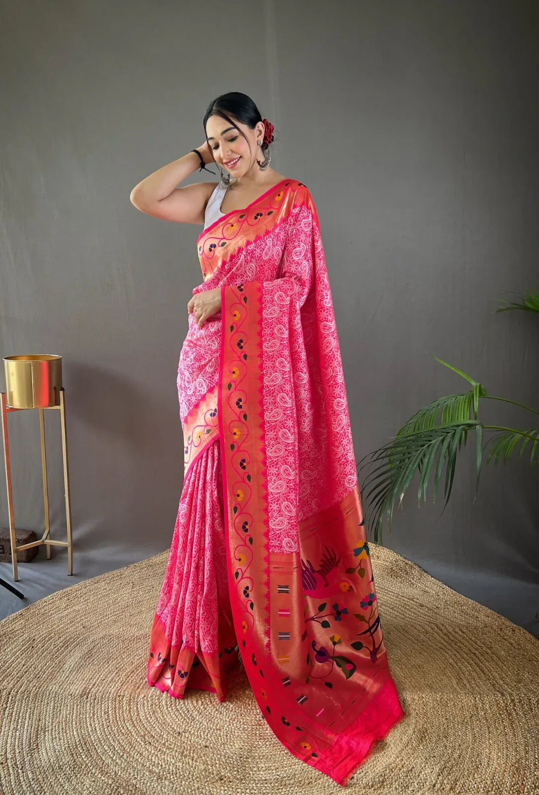 Pure soft Designer Beautiful Parvati Lucknowi Weaving Paithani Saree