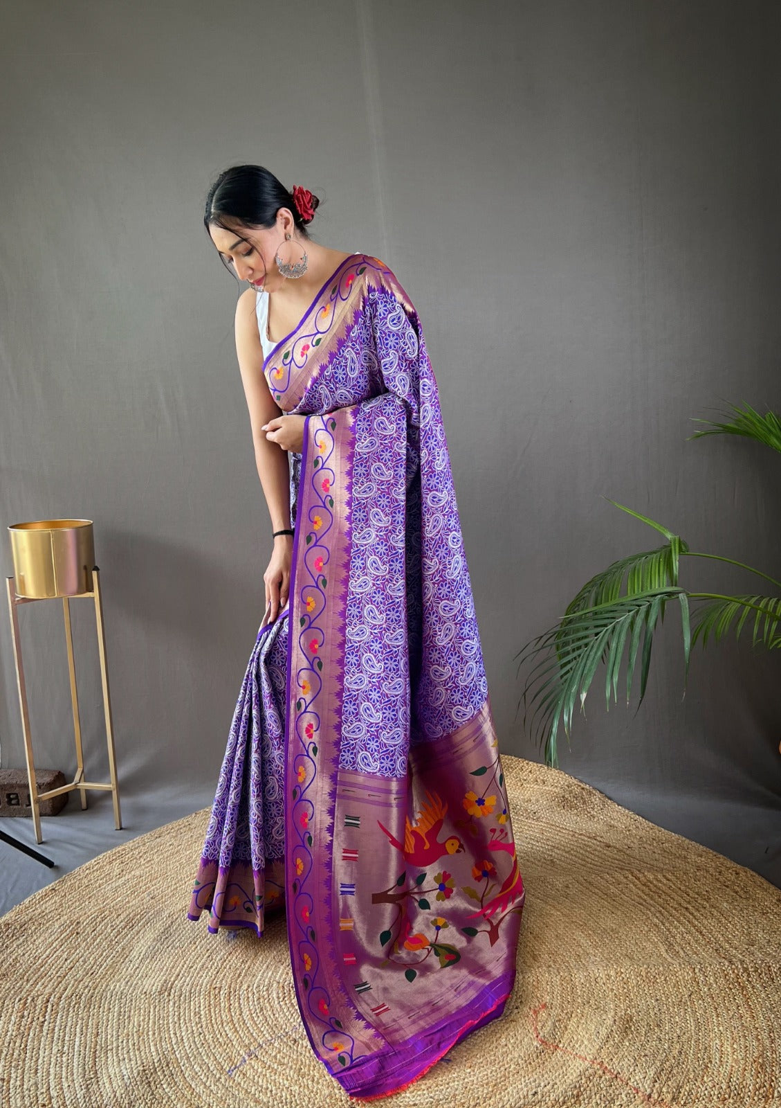 Pure soft Designer Beautiful Parvati Lucknowi Weaving Paithani Saree