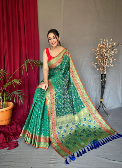 Pure Soft Designer Beautiful Bandhej Patola Silk Saree