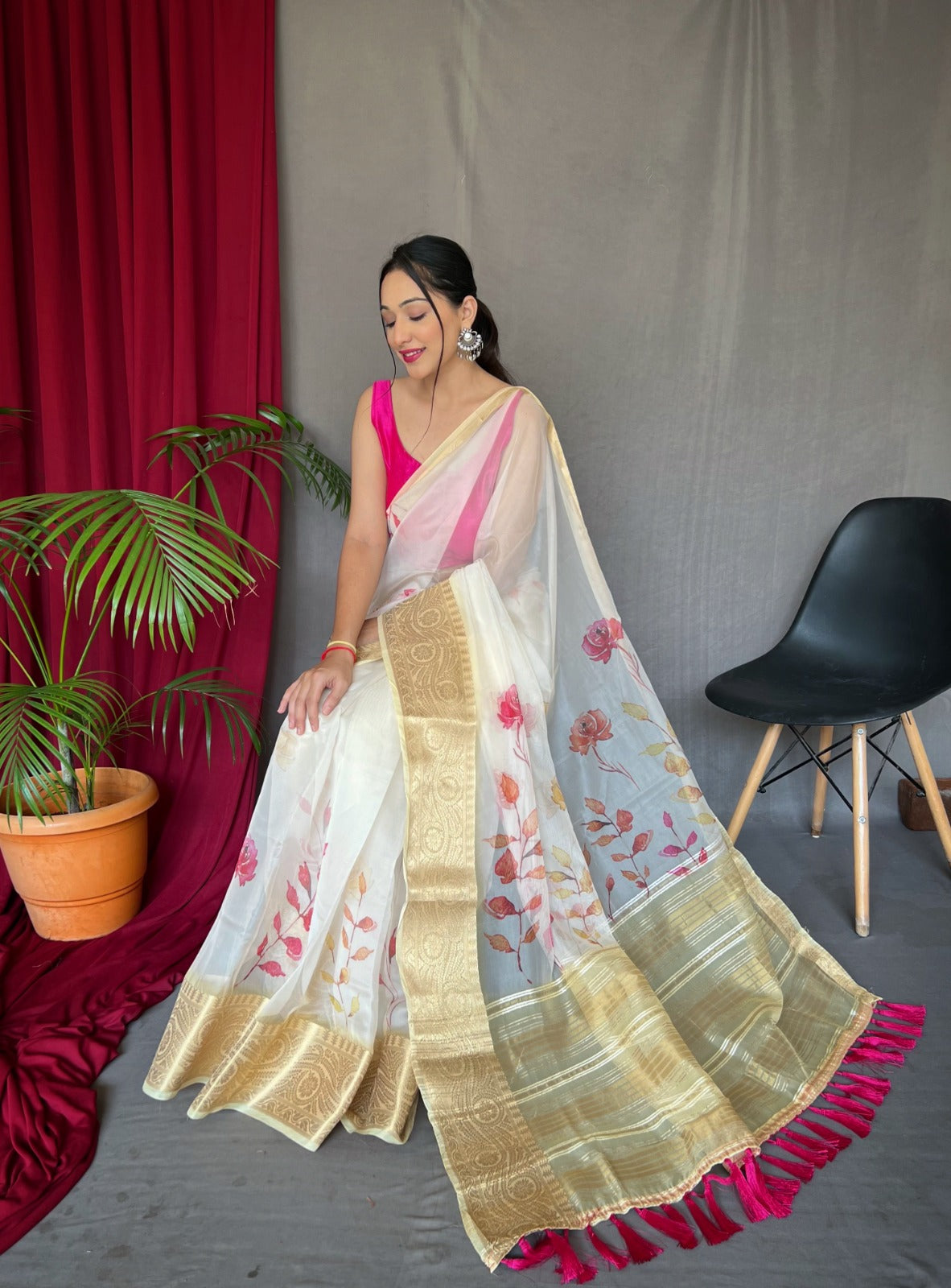 Beautiful Designer Pure Soft Orgenza Silk Pichwai Print Saree