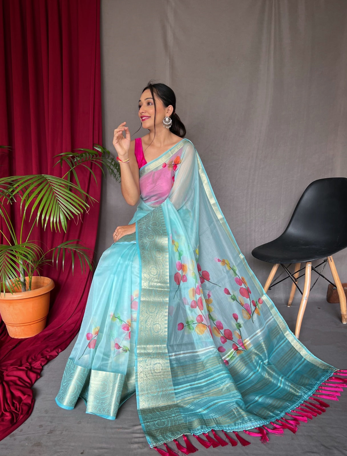 Beautiful Designer Pure Soft Orgenza Silk Pichwai Print Saree