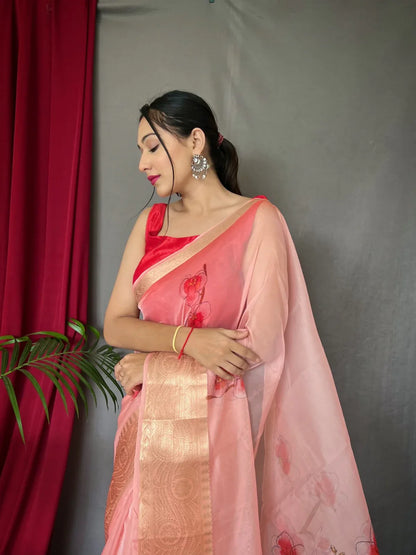 Beautiful Designer Pure Soft Orgenza Silk Pichwai Print Saree