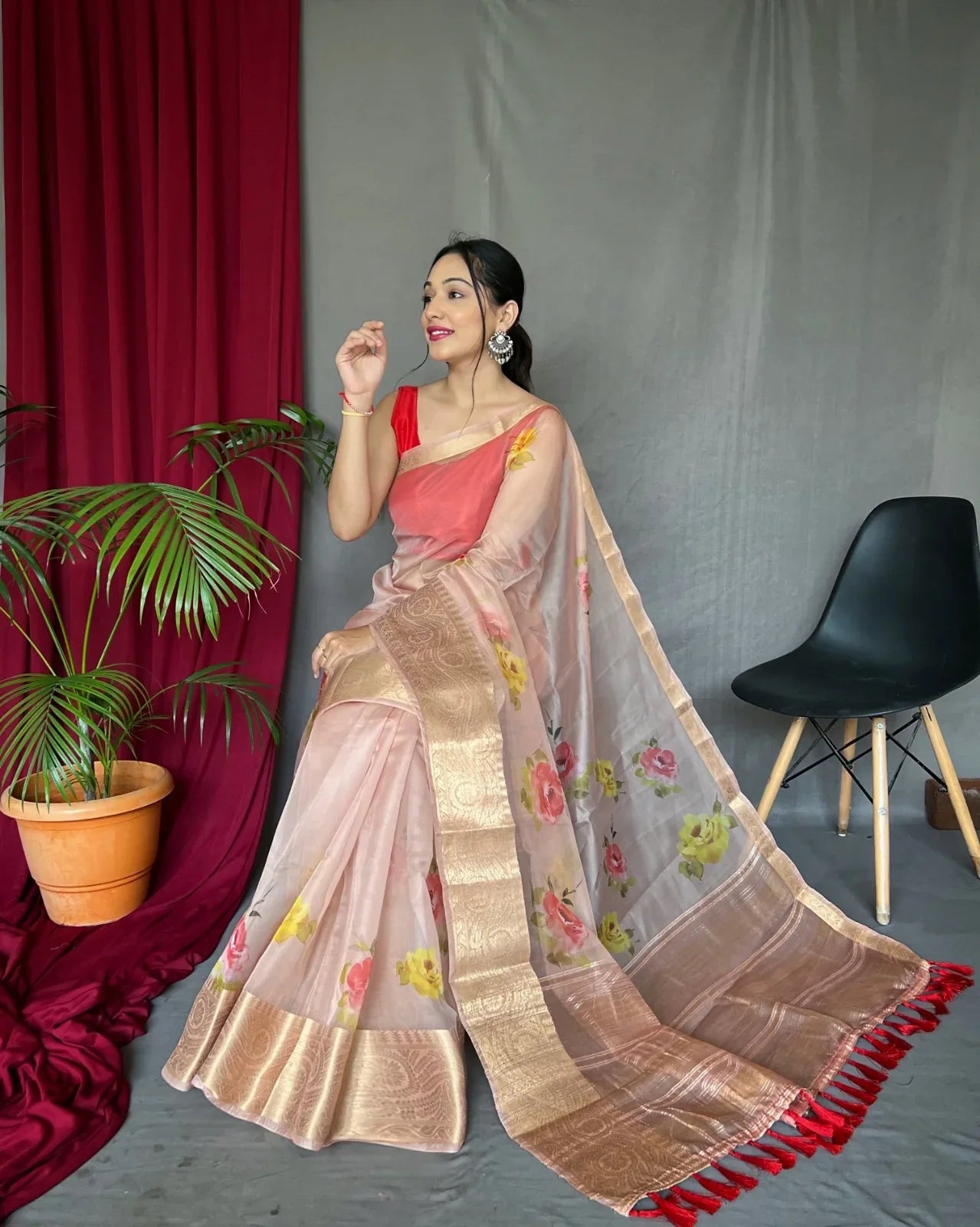 Beautiful Designer Pure Soft Orgenza Silk Pichwai Print Saree