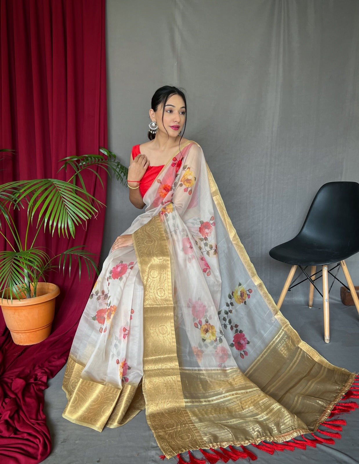 Beautiful Designer Pure Soft Orgenza Silk Pichwai Print Saree