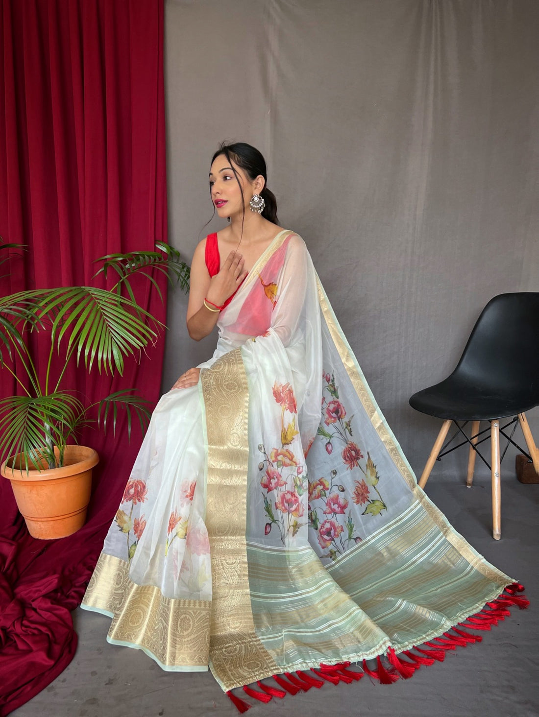 Beautiful Designer Pure Soft Orgenza Silk Pichwai Print Saree