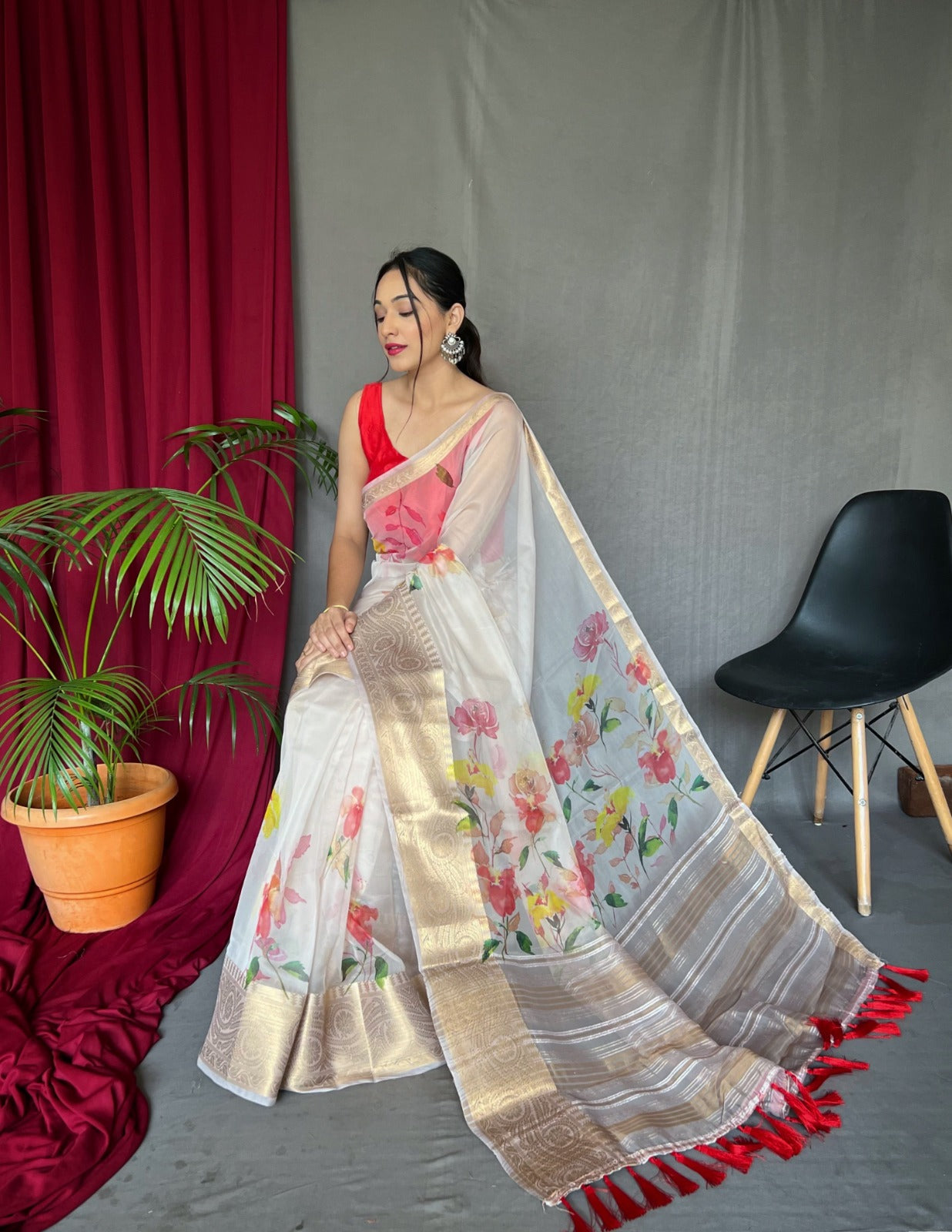 Beautiful Designer Pure Soft Orgenza Silk Pichwai Print Saree