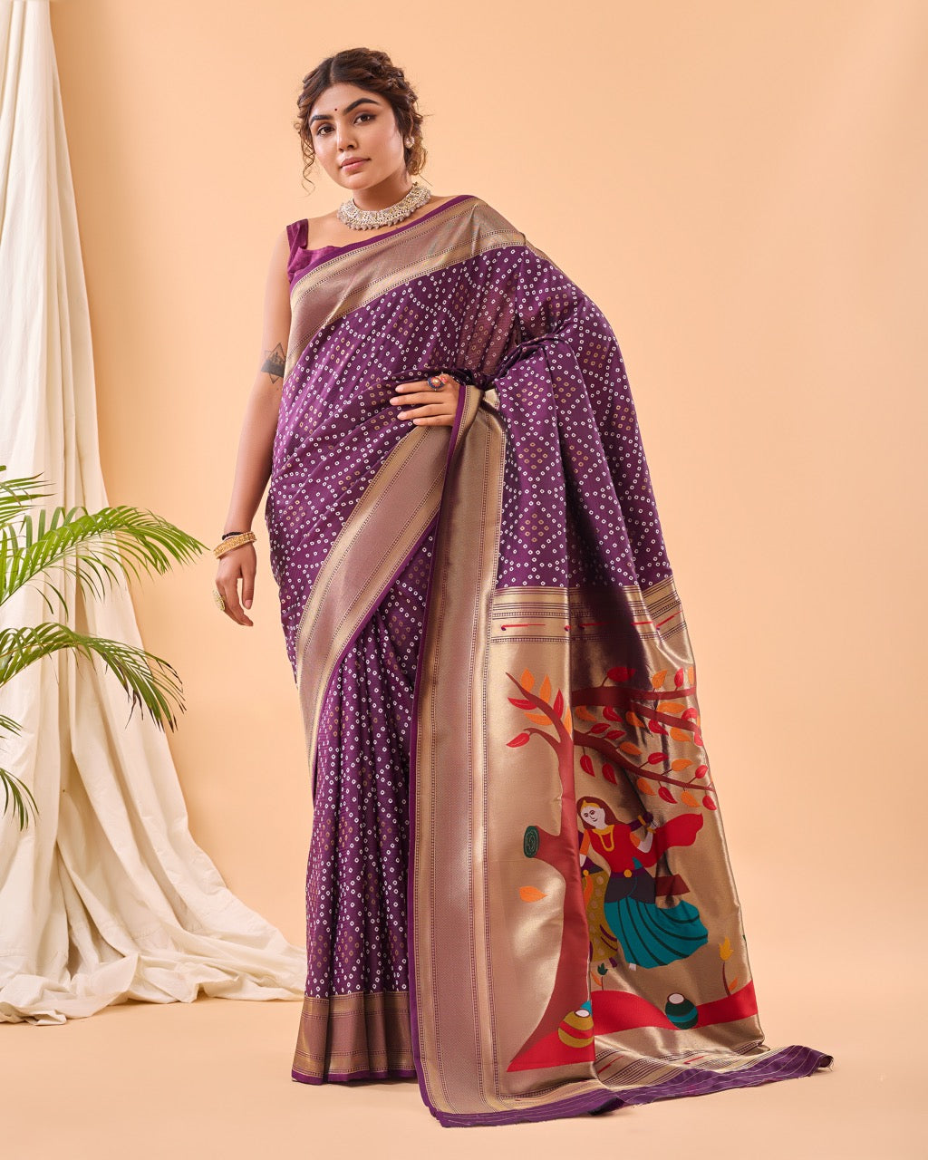 Pure Soft Designer Beautiful Bandhej Paithani Patola Silk Saree