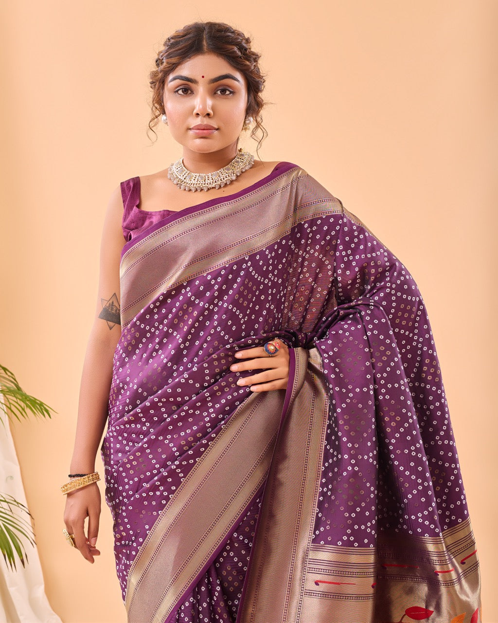 Pure Soft Designer Beautiful Bandhej Paithani Patola Silk Saree