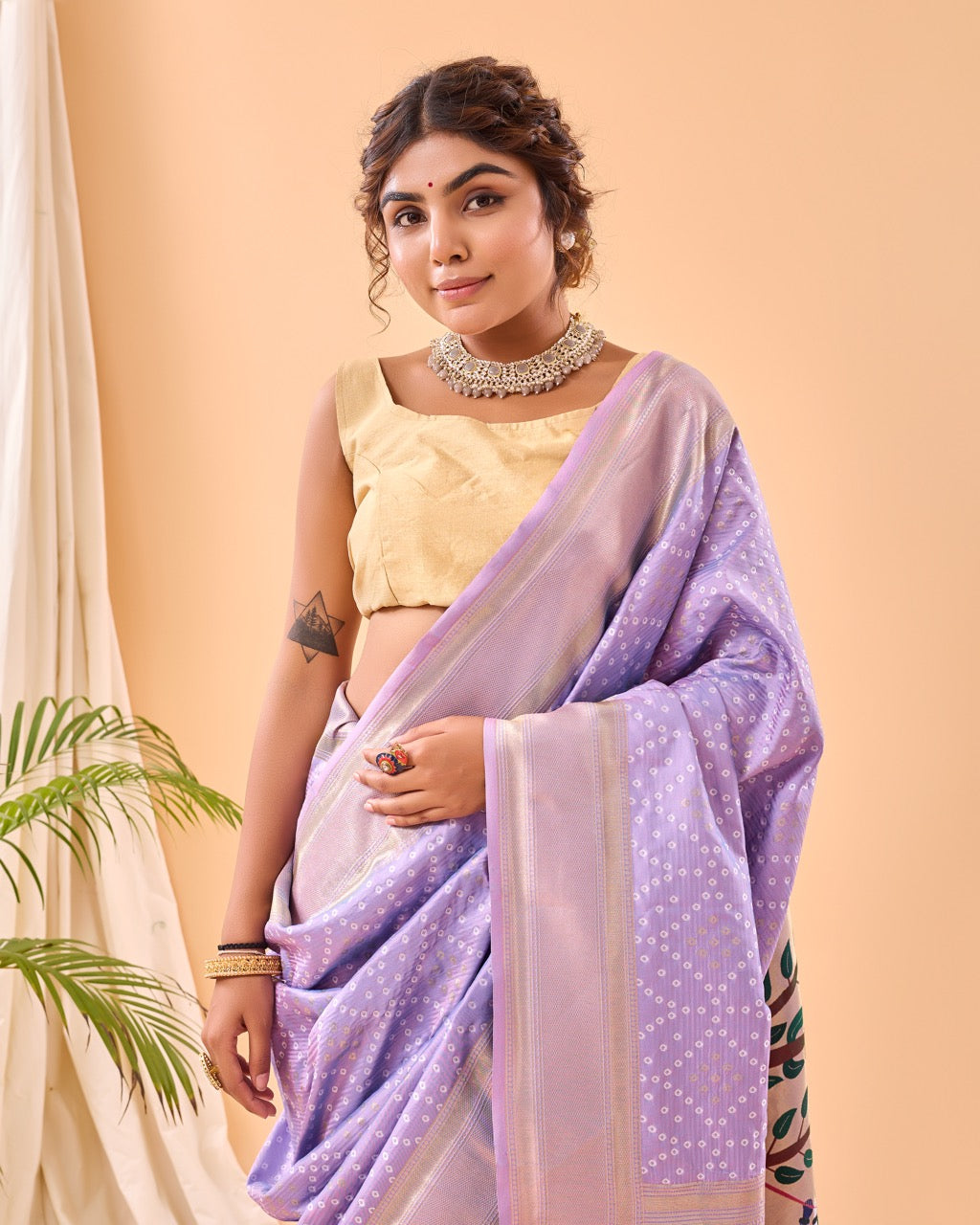 Pure Soft Designer Beautiful Bandhej Paithani Patola Silk Saree