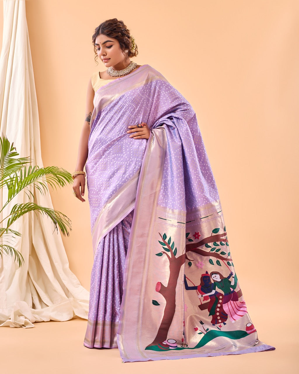 Pure Soft Designer Beautiful Bandhej Paithani Patola Silk Saree