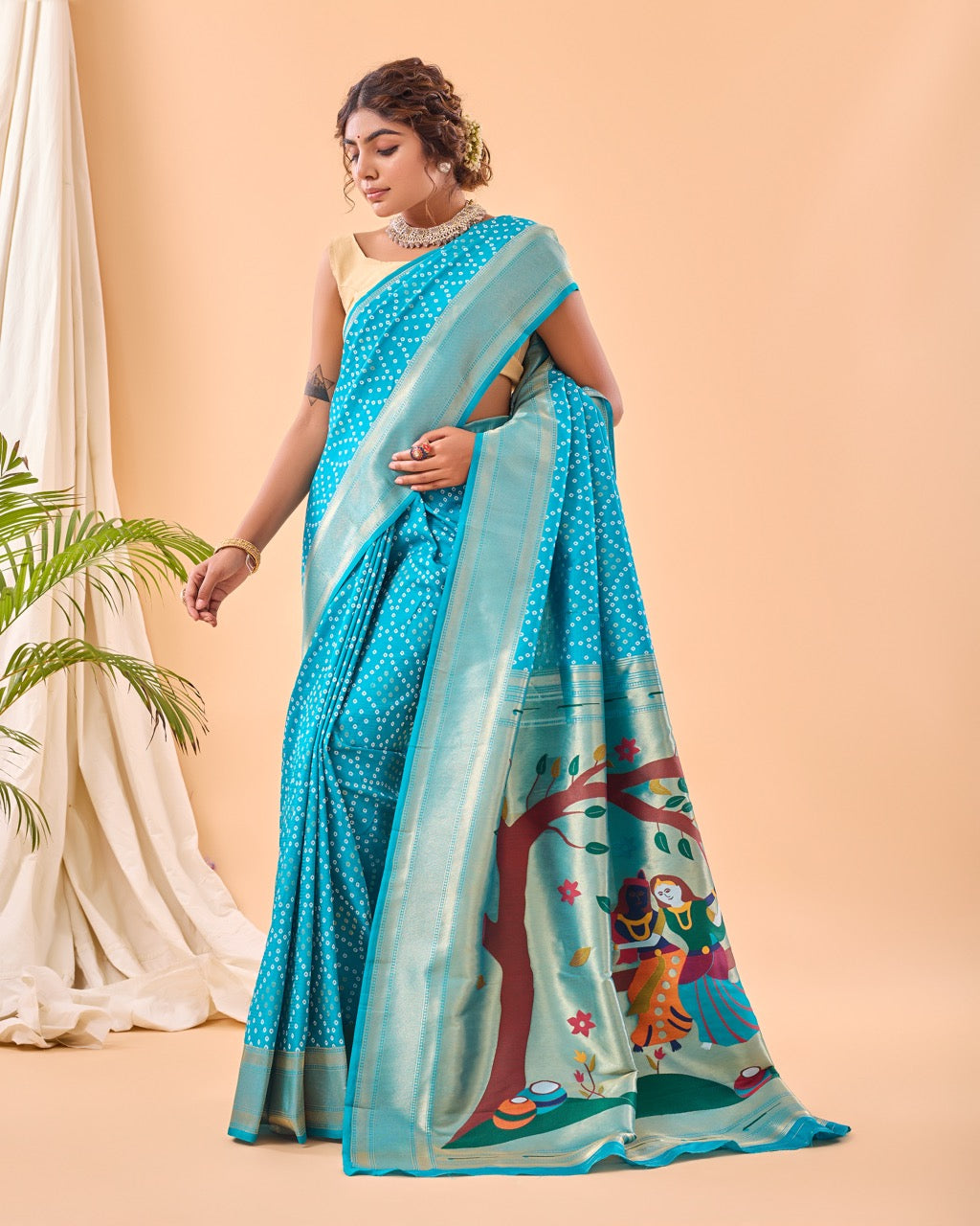 Pure Soft Designer Beautiful Bandhej Paithani Patola Silk Saree