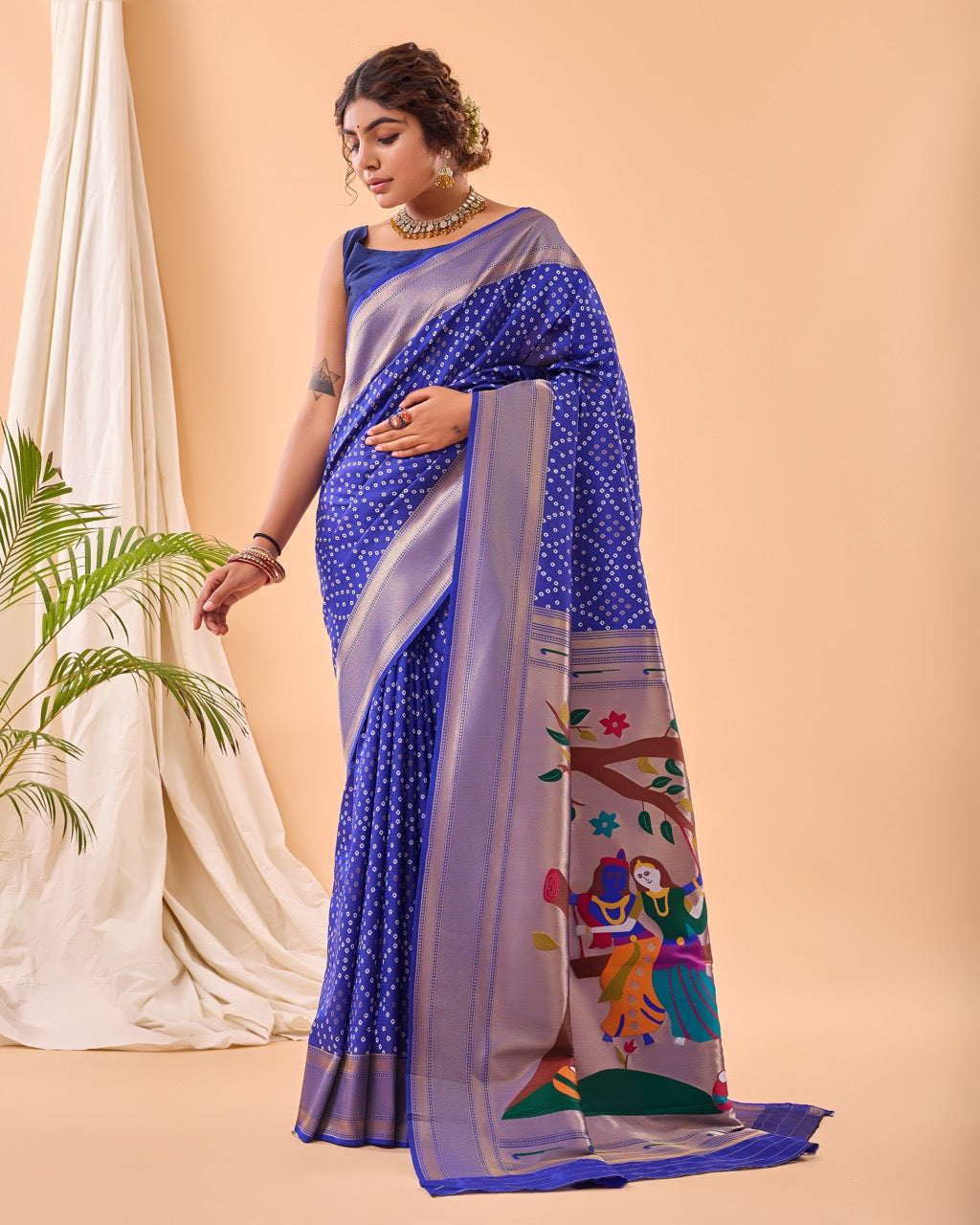 Pure Soft Designer Beautiful Bandhej Paithani Patola Silk Saree