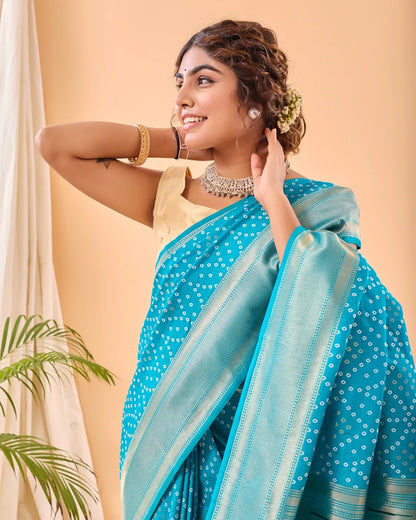 Pure Soft Designer Beautiful Bandhej Paithani Patola Silk Saree