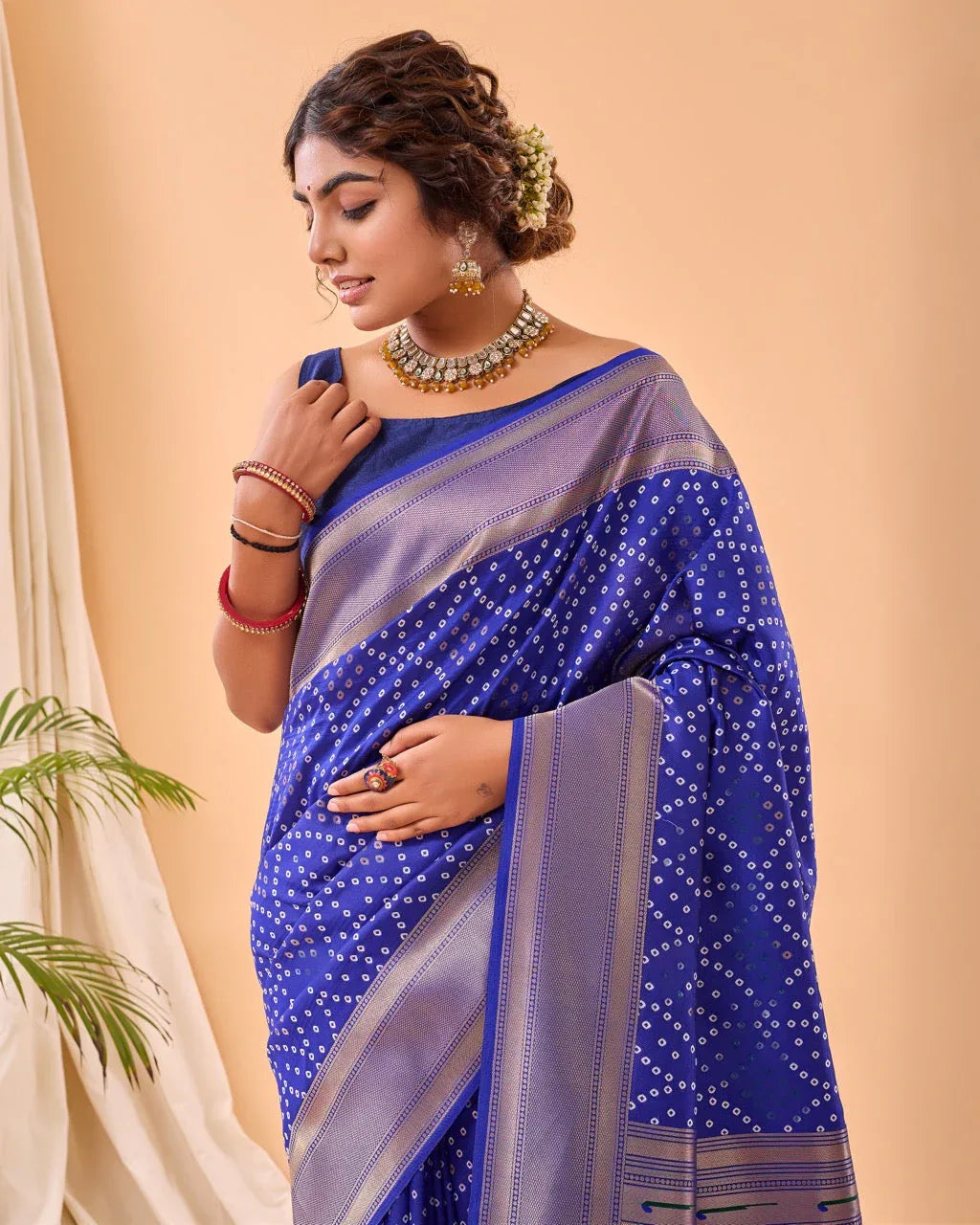 Pure Soft Designer Beautiful Bandhej Paithani Patola Silk Saree