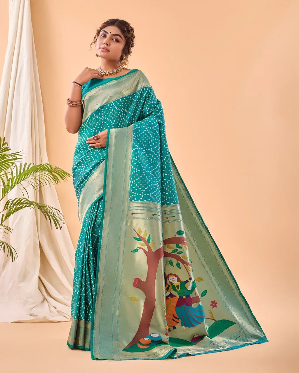 Pure Soft Designer Beautiful Bandhej Paithani Patola Silk Saree
