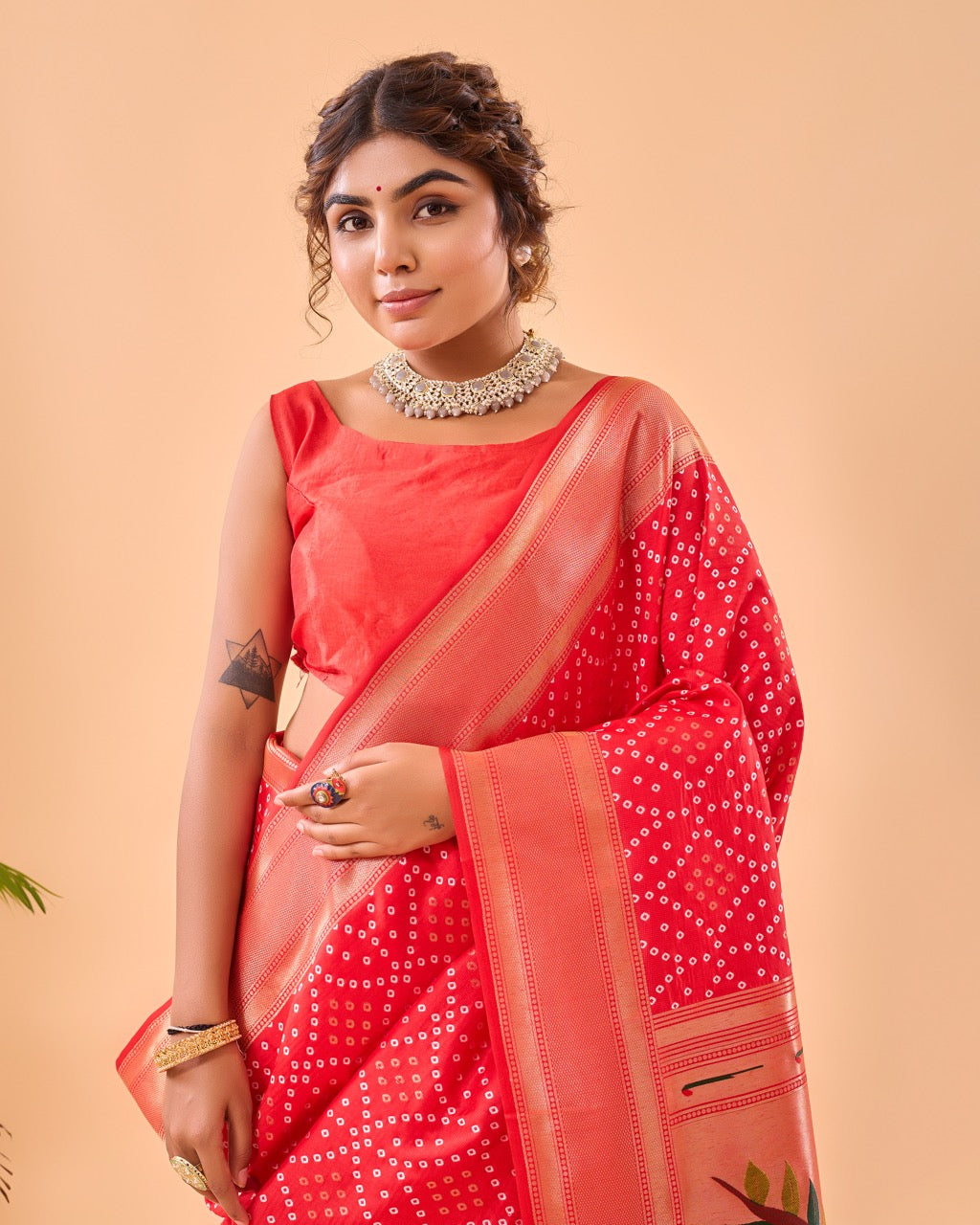 Pure Soft Designer Beautiful Bandhej Paithani Patola Silk Saree