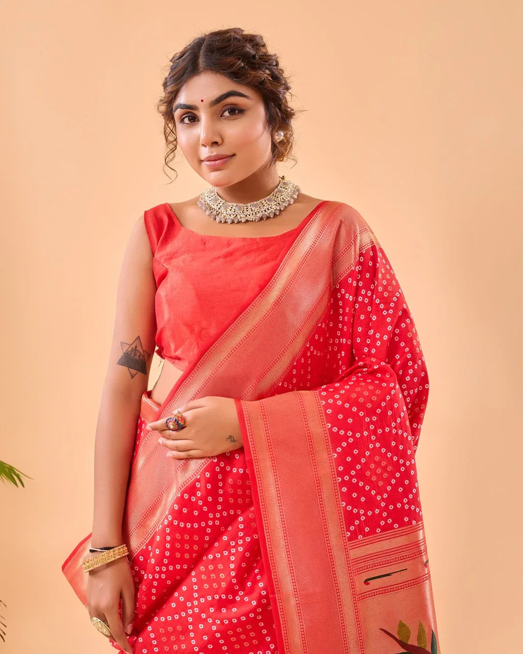 Pure Soft Designer Beautiful Bandhej Paithani Patola Silk Saree
