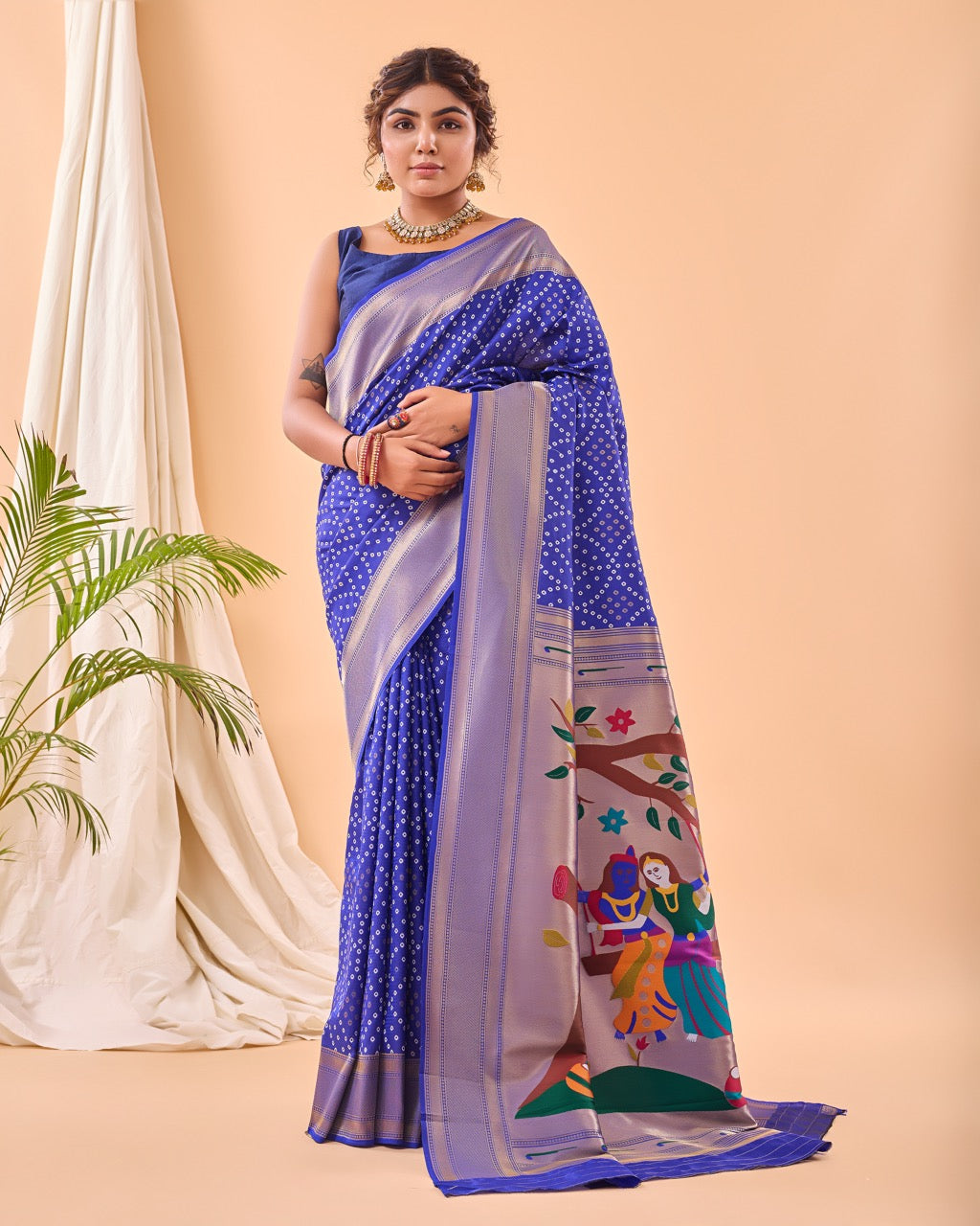 Pure Soft Designer Beautiful Bandhej Paithani Patola Silk Saree